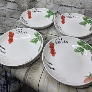 Appetit Pasta  Lot of 4 Individual Serving Bowls  Tomatoes and Basil Appx 8 Inch
